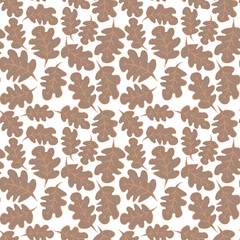 Seamless pattern on a square background - oak leaves - abstraction, surreal. Design element. Graphics, minimalism