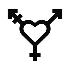 Black symbol of Transgender. Heart shaped transgender symbol. Gender and sexual orientation. Vector illustration design - obrazy, fototapety, plakaty