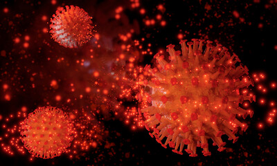 Covid 19 virus design. Coronavirus infection corona epidemic disease symptoms and medical theme. 3D illustration. 3D render.