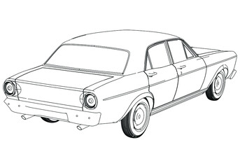 Sport car in outline. Sport vehicle template vector isolated on white. 