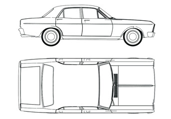 Sport car in outline. Sport vehicle template vector isolated on white. 