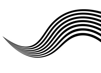 Modern striped vector pattern of wavy black lines on a white background. Abstract trendy vector background