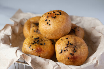 Round buns stuffed with black beans Indonesian Traditional Snack Made