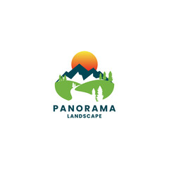 mountain panorama logo design. mountain landscape logo. adventure logo template
