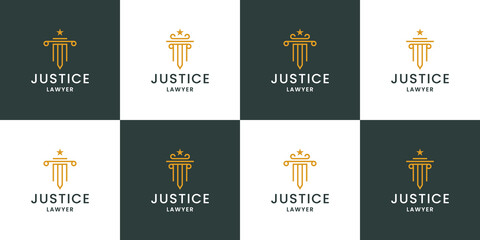 law firm, lawyer logo design with sword combination