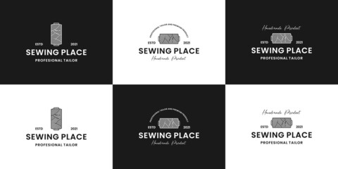 set of tailor, sewing logo design vintage