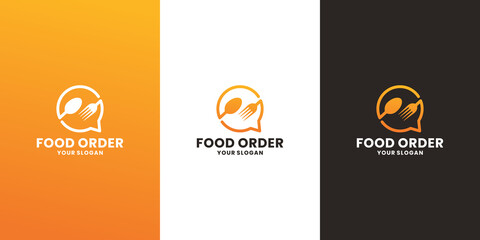 food order logo element. restaurant online delivery logo design template