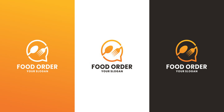 food order logo element. restaurant online delivery logo design template