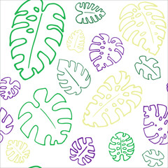 Monstera leaf colorful pattern