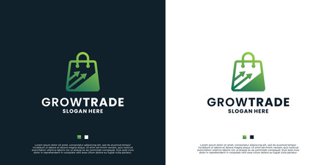 modern growth trade logo design with gradient color