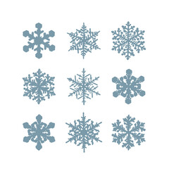 A set of snowflakes to create a winter pattern. Hand-drawn style