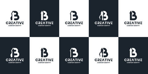 letter B growth arrow logo design monogram. collection of B arrow icon © Dendika