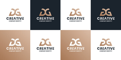 set of letter D G logo design collection. golden D G initials symbol