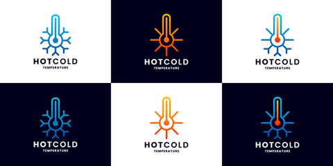 hot and cold temperature logo icon collection