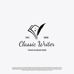 classic writer logo. minimalist vintage author logo vector