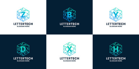 initials technology logo collections. letter a to z combine with technology style