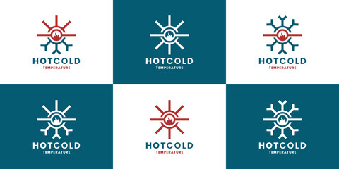 hot and cold icon collection. temperature symbol logo design inspiration