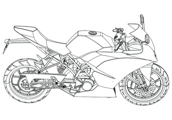 Motorcycle outline vector illustration. Motorcycle template vector isolated on white.