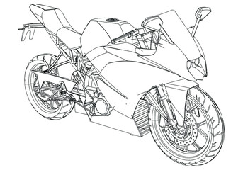 Motorcycle outline vector illustration. Motorcycle template vector isolated on white.