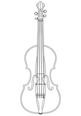 Fototapeta premium Violin outline vector illustration. Music instrument vector isolated sign on white background