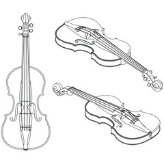 Obraz premium Violin outline vector illustration. Music instrument vector isolated sign on white background