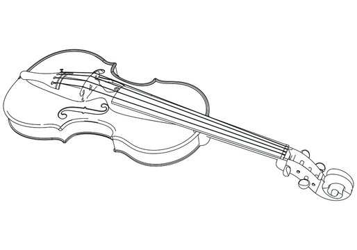 Violin outline vector illustration. Music instrument vector isolated sign on white background