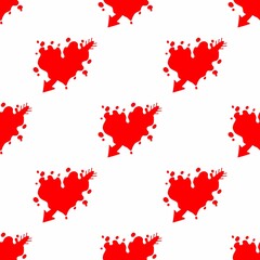 Seamless pattern. Red hearts on a white background. Endless pattern for Valentine's day, birthday, wedding, party, holiday.