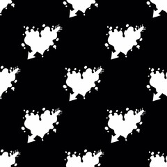 Seamless pattern. White hearts on a black background. Endless pattern for Valentine's day, birthday, wedding, party, holiday.