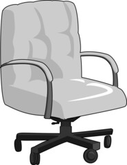 A soft office chair on wheels. Vector color illustration.