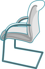A soft office chair on wheels. Vector color illustration.