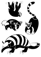 Fototapeta na wymiar Original art animal silhouettes collection for design 