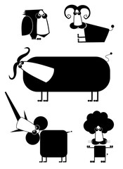 Comic cartoon funny animals set for design	