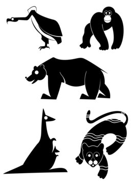 Original art animal silhouettes collection for design	