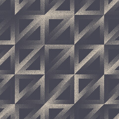 Modern Geometric Triangular Grid Stipple Art Seamless Pattern Vector Abstract Background. Fashionable Stylish Graphic Geometrical Design Endless Wallpaper. Trendy Dotted Texture Retro Art Illustration