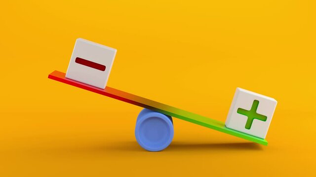 Plus and Minus in Balance Consept. 4K video with alfa channel