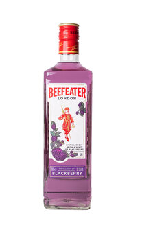 Norwich, Norfolk, UK – December 2021. A Bottle Of Beefeater London Blackberry Flavoured Gin Cut Out Isolated On A Plain White Background