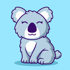 Cute Koala Cartoon Icon Illustration. Animal Flat Cartoon Style