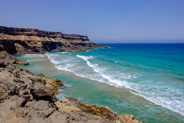 Fototapeta na wymiar View of Los Molinos beach on the Canary island of Fuerteventura, Spain.