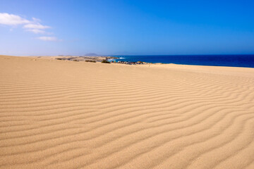 View of the dune Corralejo on the Canary island of Fuerteventura.