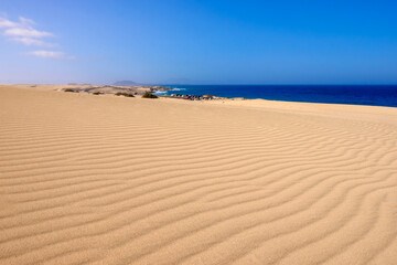 View of the dune Corralejo on the Canary island of Fuerteventura.