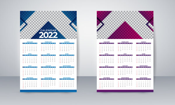Wall calendar for 2022, Week start from Sunday, business calendar in a minimalist style. vector illustration