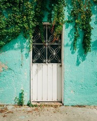 Door and green wall, in Isla Mujeres, Mexico