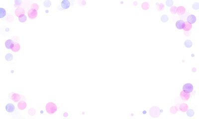【背景素材】水玉模様のフレーム01（水彩風・ピンク色と紫色）