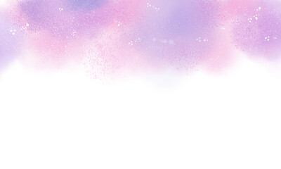 【背景素材】星降る夜空と雲01（水彩風・ピンクと紫色）