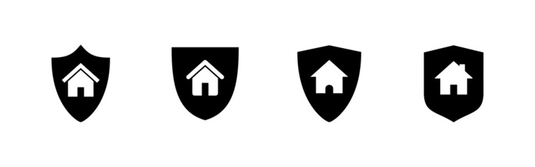 house insurance icons set. house protection sign and symbol