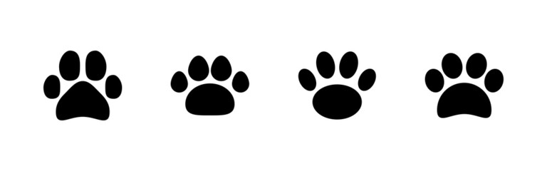 Paw icons set. paw print sign and symbol. dog or cat paw - obrazy, fototapety, plakaty