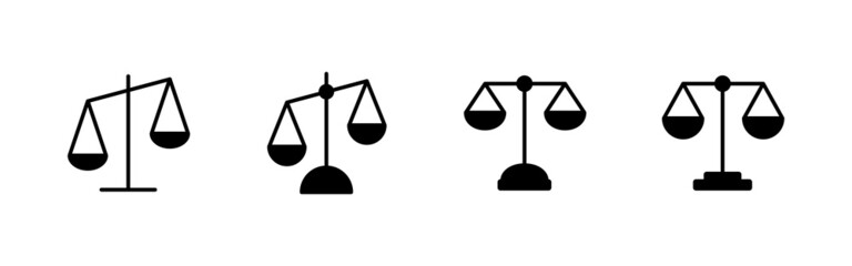 Scales icons set. Law scale icon. Justice sign and symbol