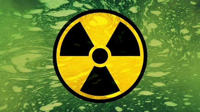 Nuclear Symbol And Toxic Green Water With Foam