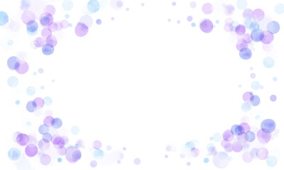 【背景素材】水玉模様のフレーム05（水彩風・青色と紫色）