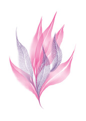 Autumn pink purple violet transparent skeleton leaves composition isolated on white background watercolor digital art